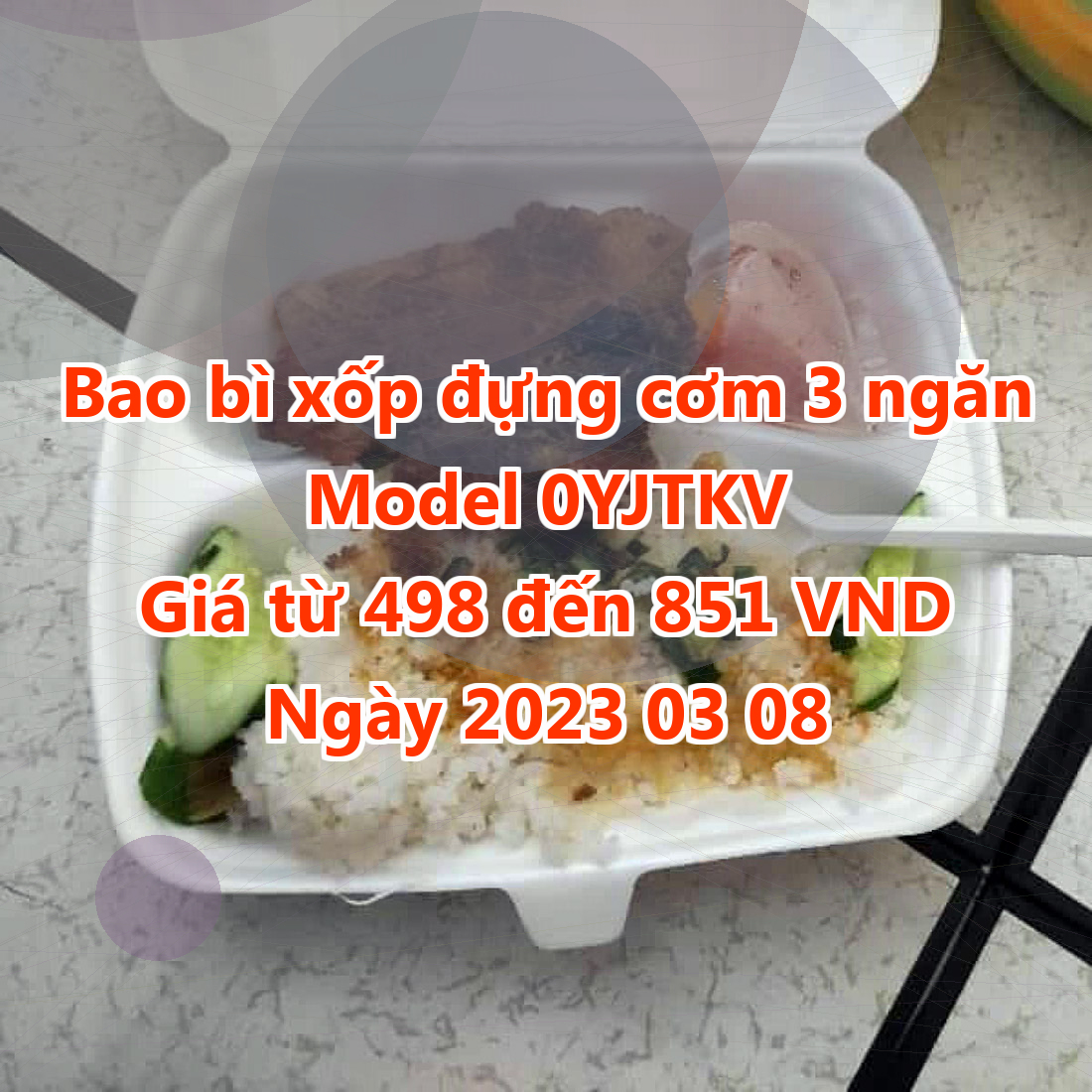 Bao bì xốp đựng cơm 3 ngăn - Model 0YJTKV - Màu Magenta