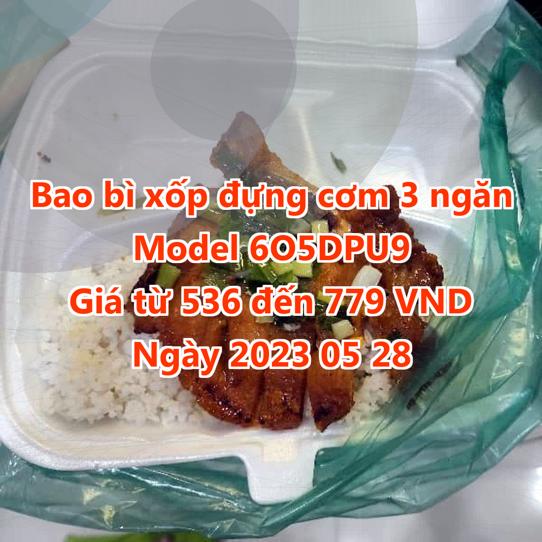 Bao bì xốp đựng cơm 3 ngăn - Model 6O5DPU9