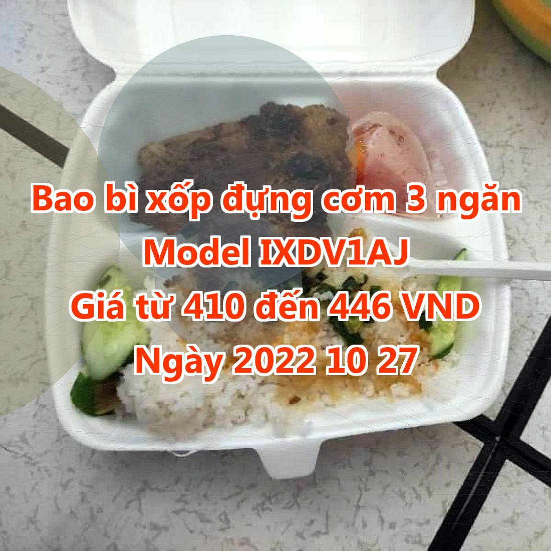 Bao bì xốp đựng cơm 3 ngăn - Model IXDV1AJ