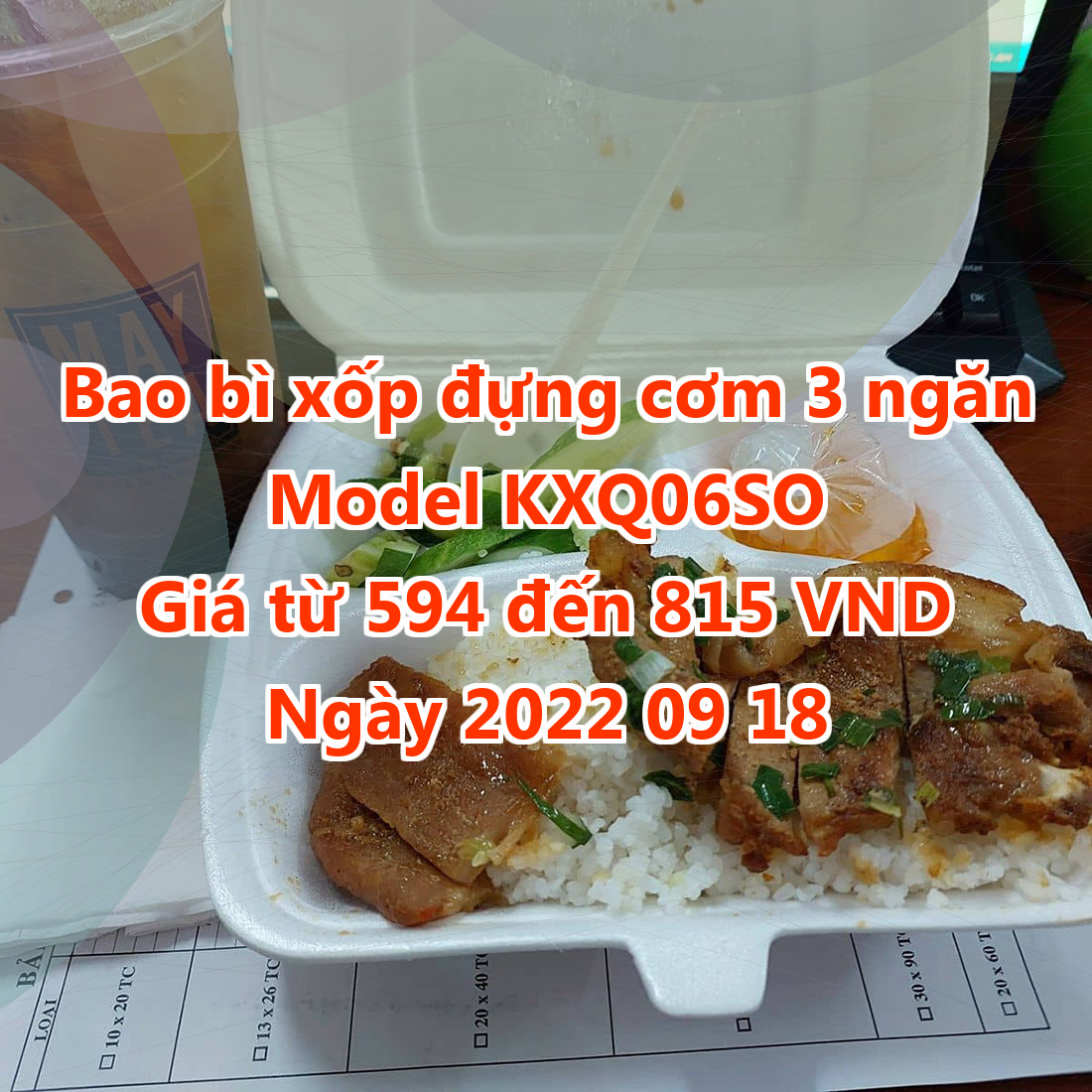 Bao bì xốp đựng cơm 3 ngăn - Model KXQ06SO