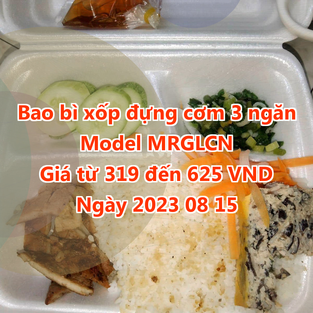 Bao bì xốp đựng cơm 3 ngăn - Model MRGLCN - Màu Yellow Green