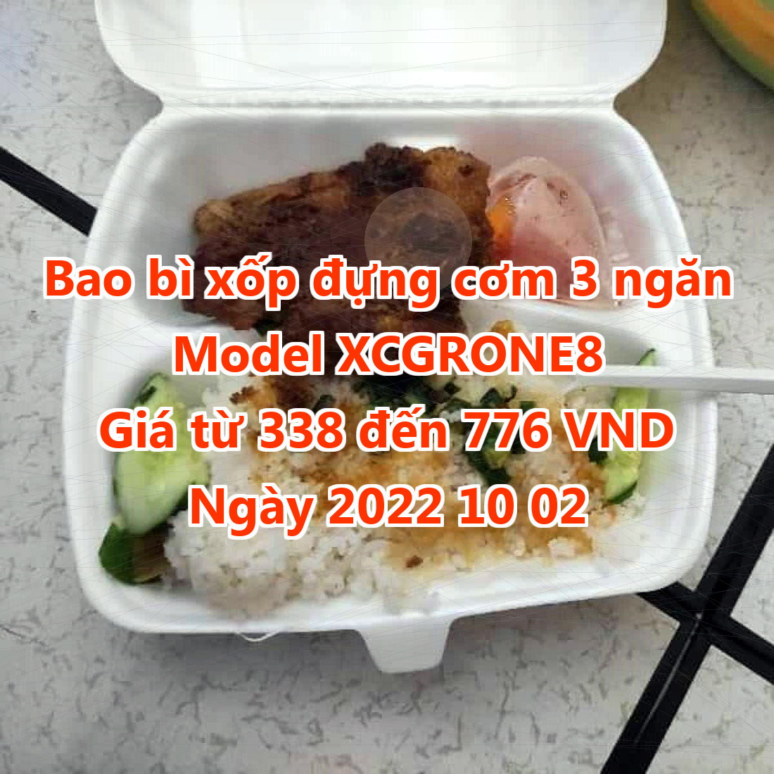 Bao bì xốp đựng cơm 3 ngăn - Model XCGRONE8 - Giá 338 đồng