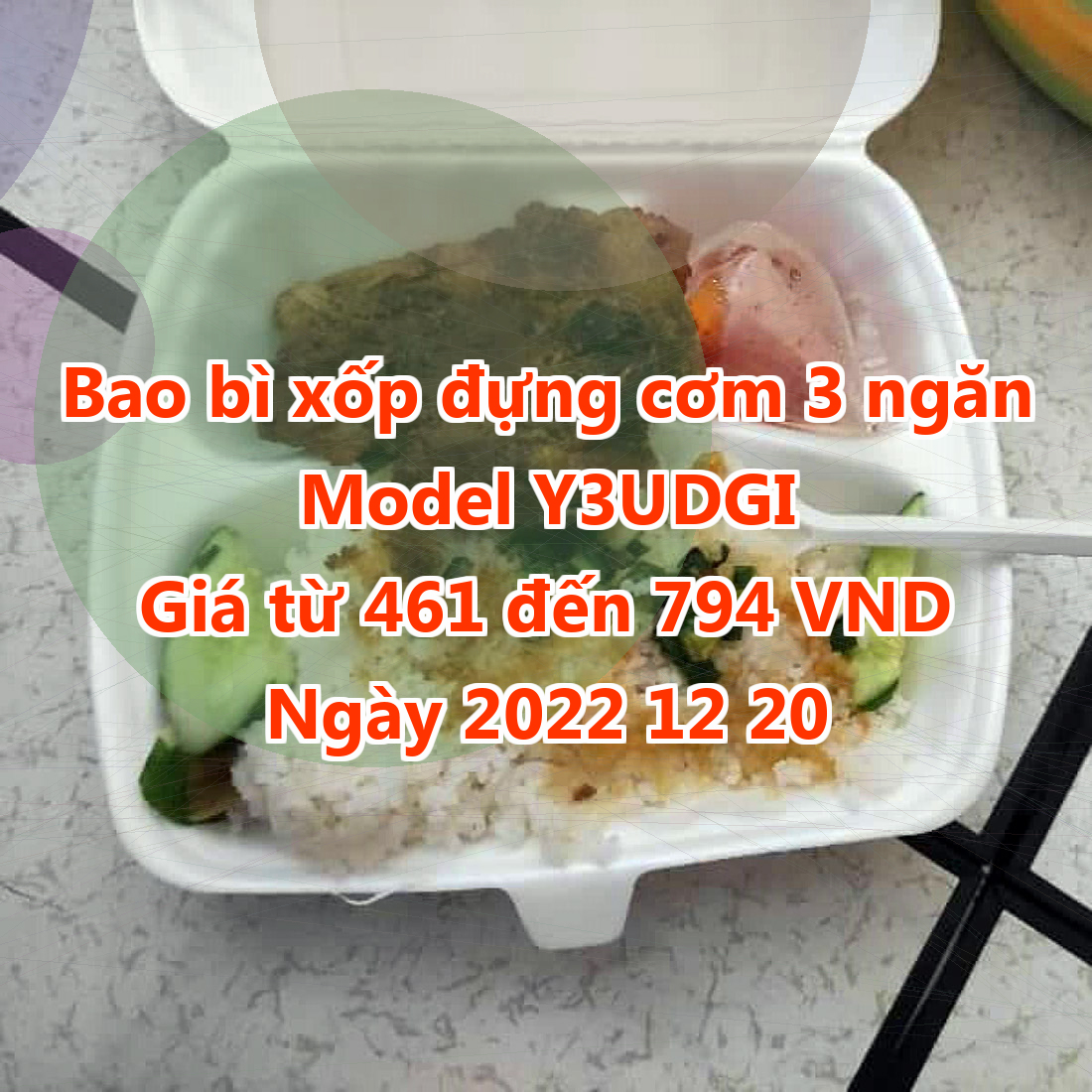 Bao bì xốp đựng cơm 3 ngăn - Model Y3UDGI - Màu Silver