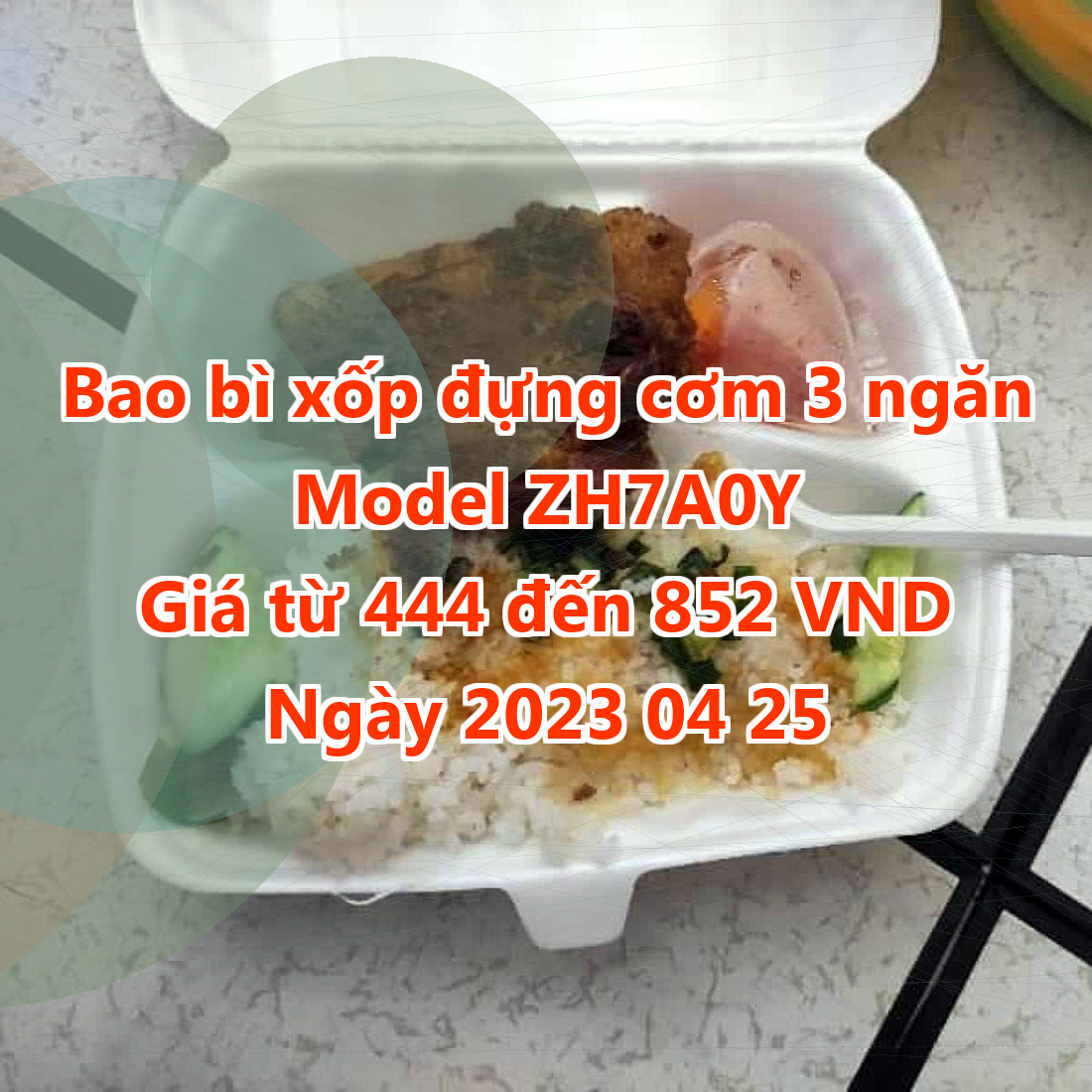 Bao bì xốp đựng cơm 3 ngăn - Model ZH7A0Y