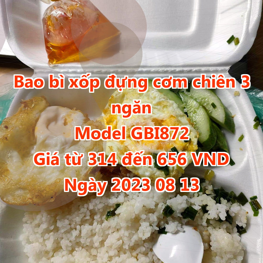 Bao bì xốp đựng cơm chiên 3 ngăn - Model GBI872 - Màu Chocolate