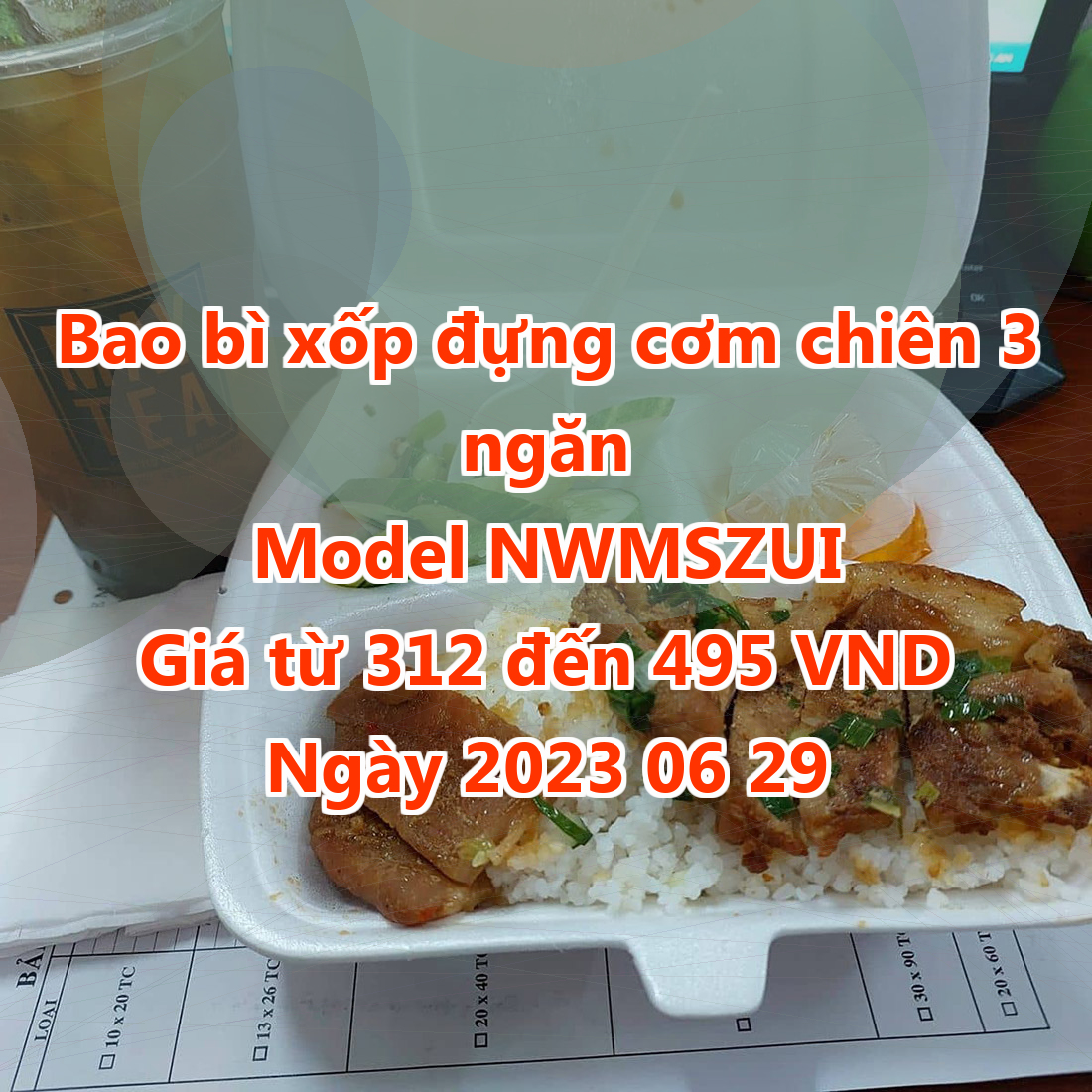 Bao bì xốp đựng cơm chiên 3 ngăn - Model NWMSZUI