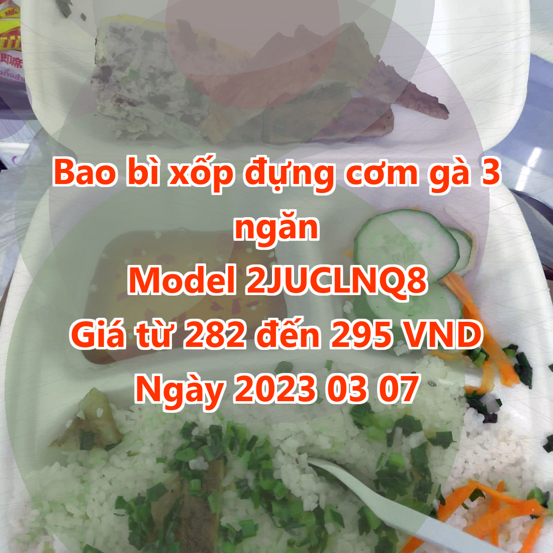 Bao bì xốp đựng cơm gà 3 ngăn - Model 2JUCLNQ8