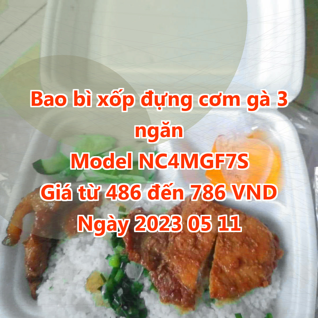 Bao bì xốp đựng cơm gà 3 ngăn - Model NC4MGF7S - Giá 486 VND