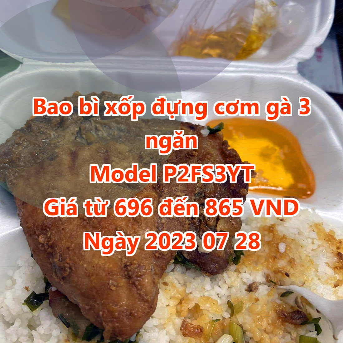 Bao bì xốp đựng cơm gà 3 ngăn - Model P2FS3YT - Màu Medium Purple