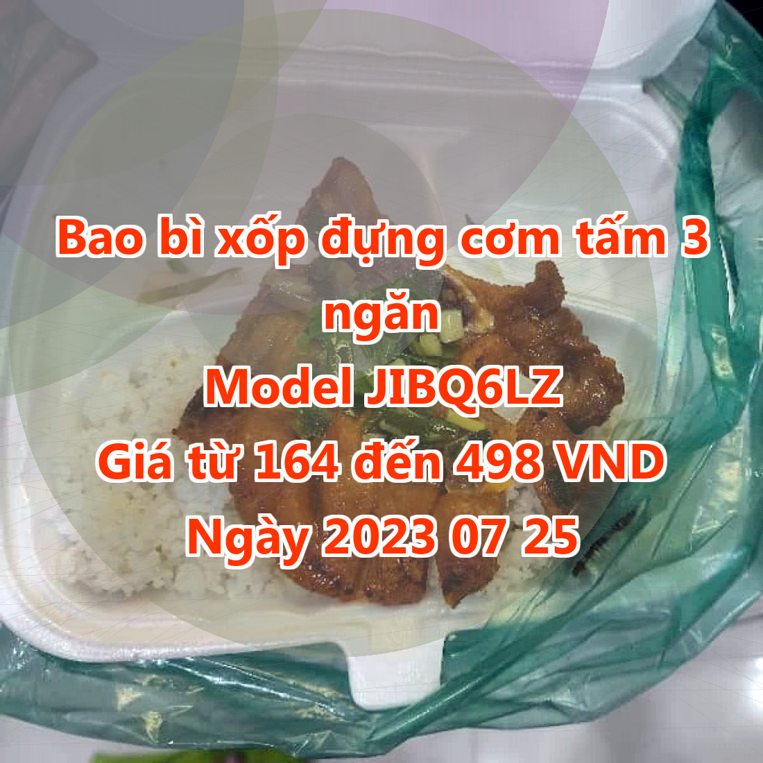 Bao bì xốp đựng cơm tấm 3 ngăn - Model JIBQ6LZ