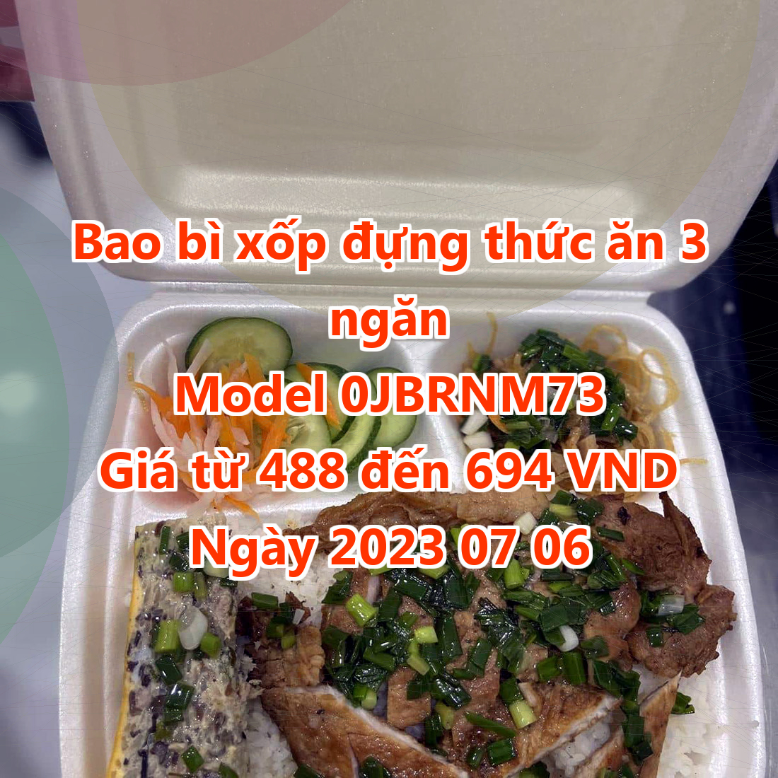 Bao bì xốp đựng thức ăn 3 ngăn - Model 0JBRNM73 - Giá 488 đồng