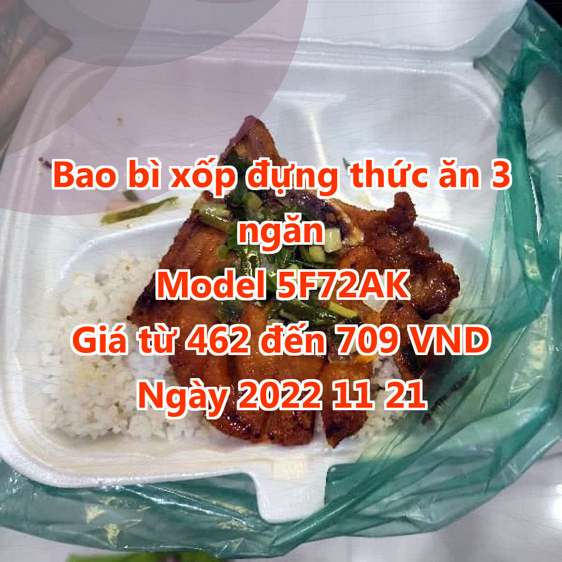 Bao bì xốp đựng thức ăn 3 ngăn - Model 5F72AK