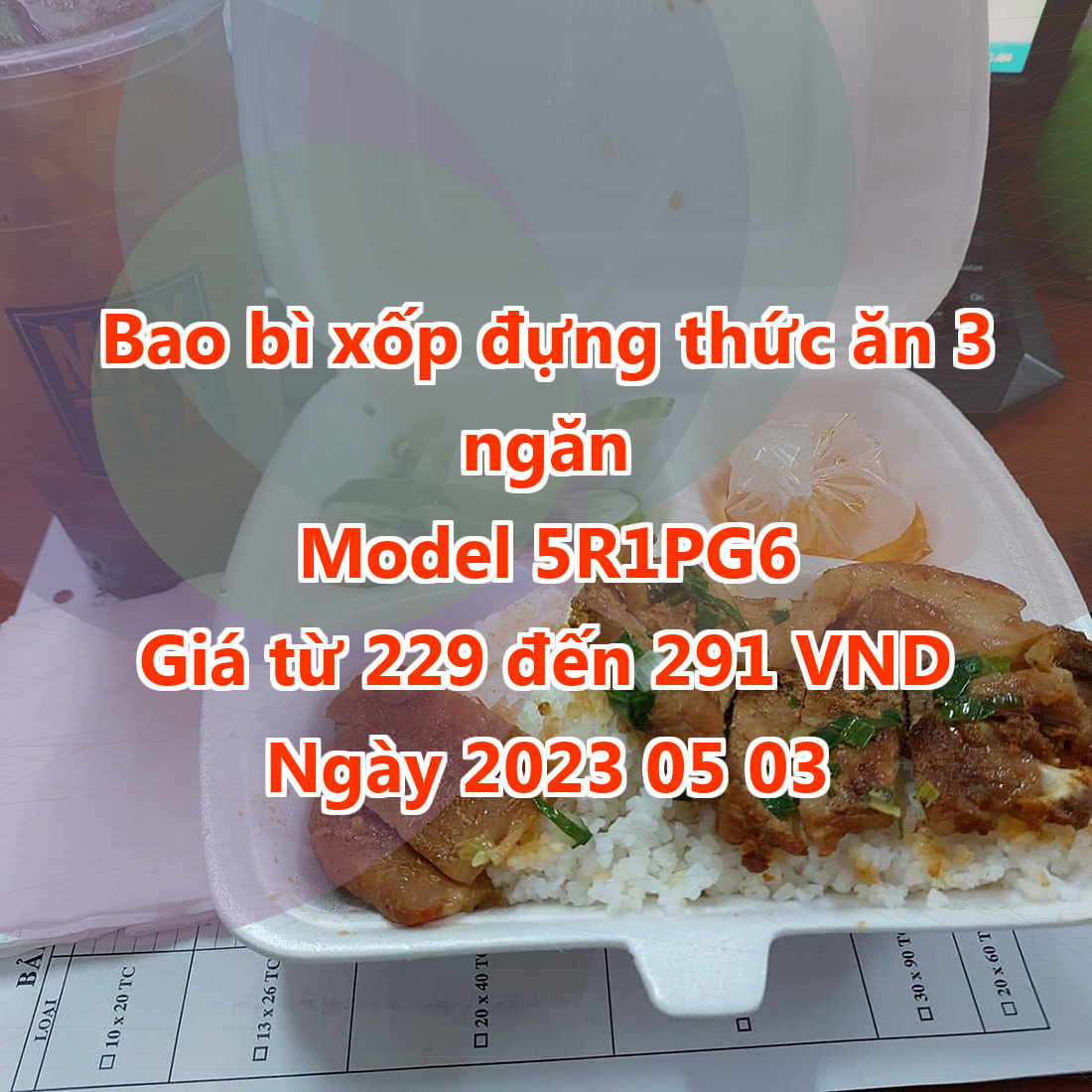 Bao bì xốp đựng thức ăn 3 ngăn - Model 5R1PG6