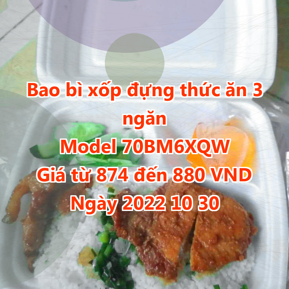 Bao bì xốp đựng thức ăn 3 ngăn - Model 70BM6XQW