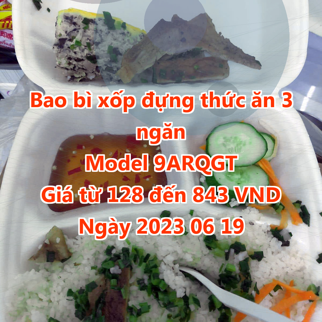 Bao bì xốp đựng thức ăn 3 ngăn - Model 9ARQGT