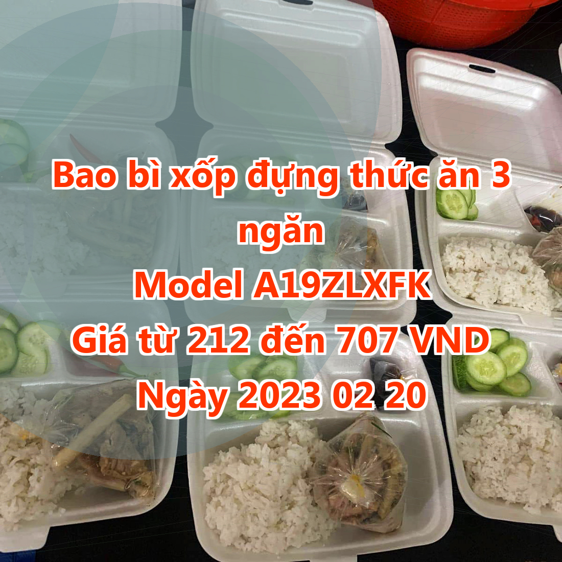 Bao bì xốp đựng thức ăn 3 ngăn - Model A19ZLXFK - Giá 212 đồng