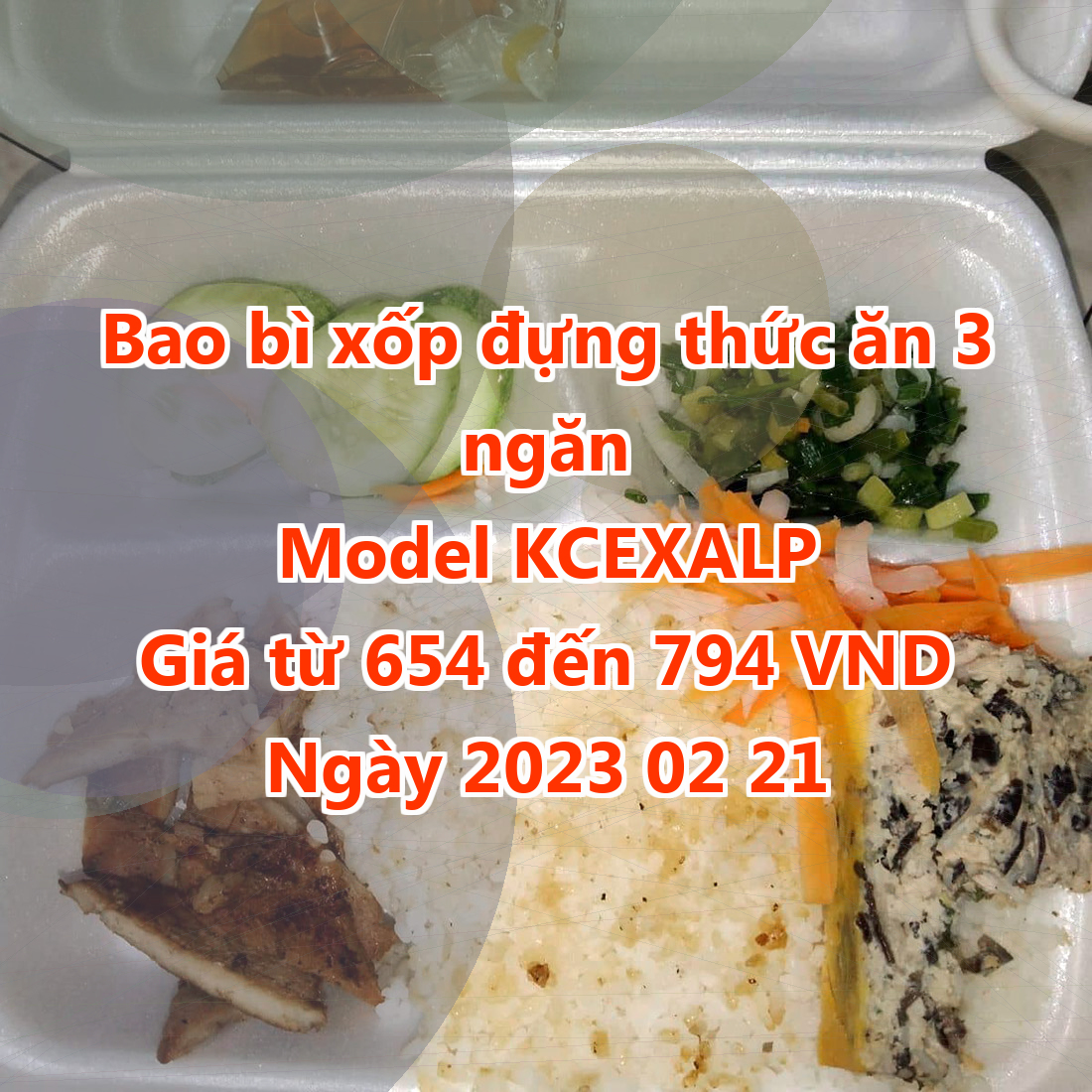 Bao bì xốp đựng thức ăn 3 ngăn - Model KCEXALP