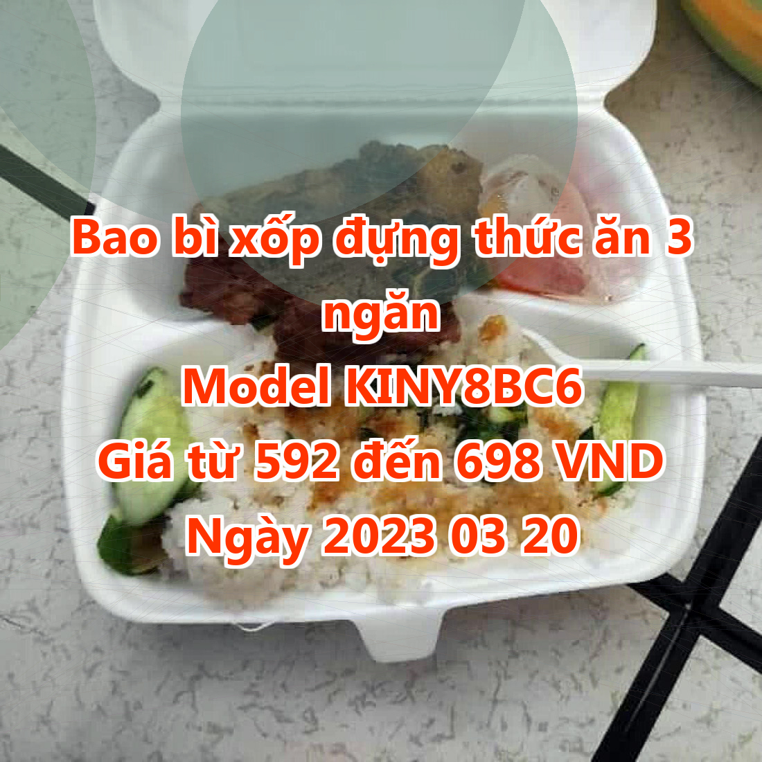Bao bì xốp đựng thức ăn 3 ngăn - Model KINY8BC6