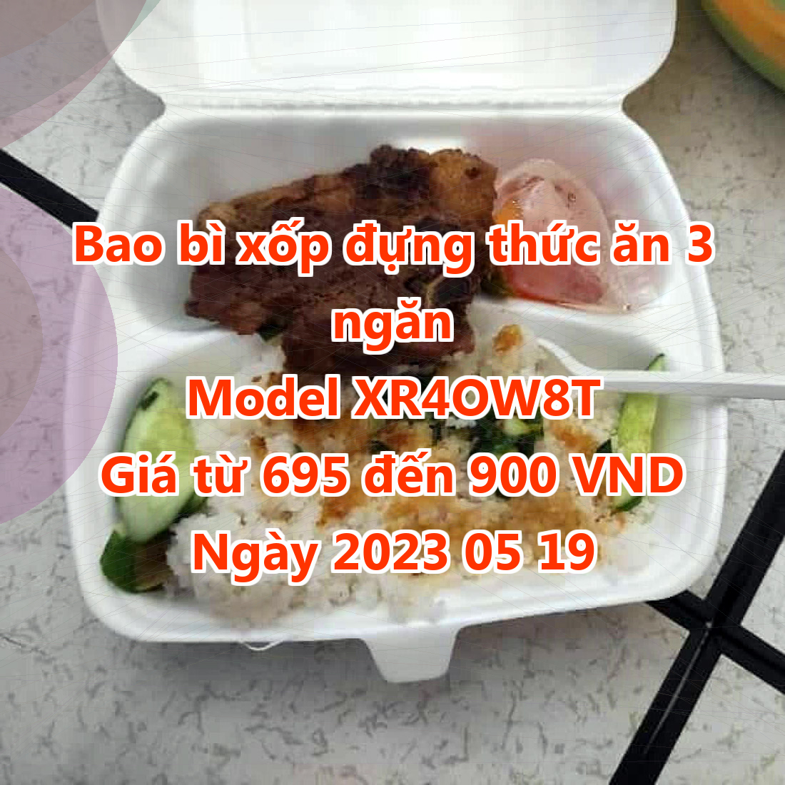 Bao bì xốp đựng thức ăn 3 ngăn - Model XR4OW8T - Giá 695 đồng