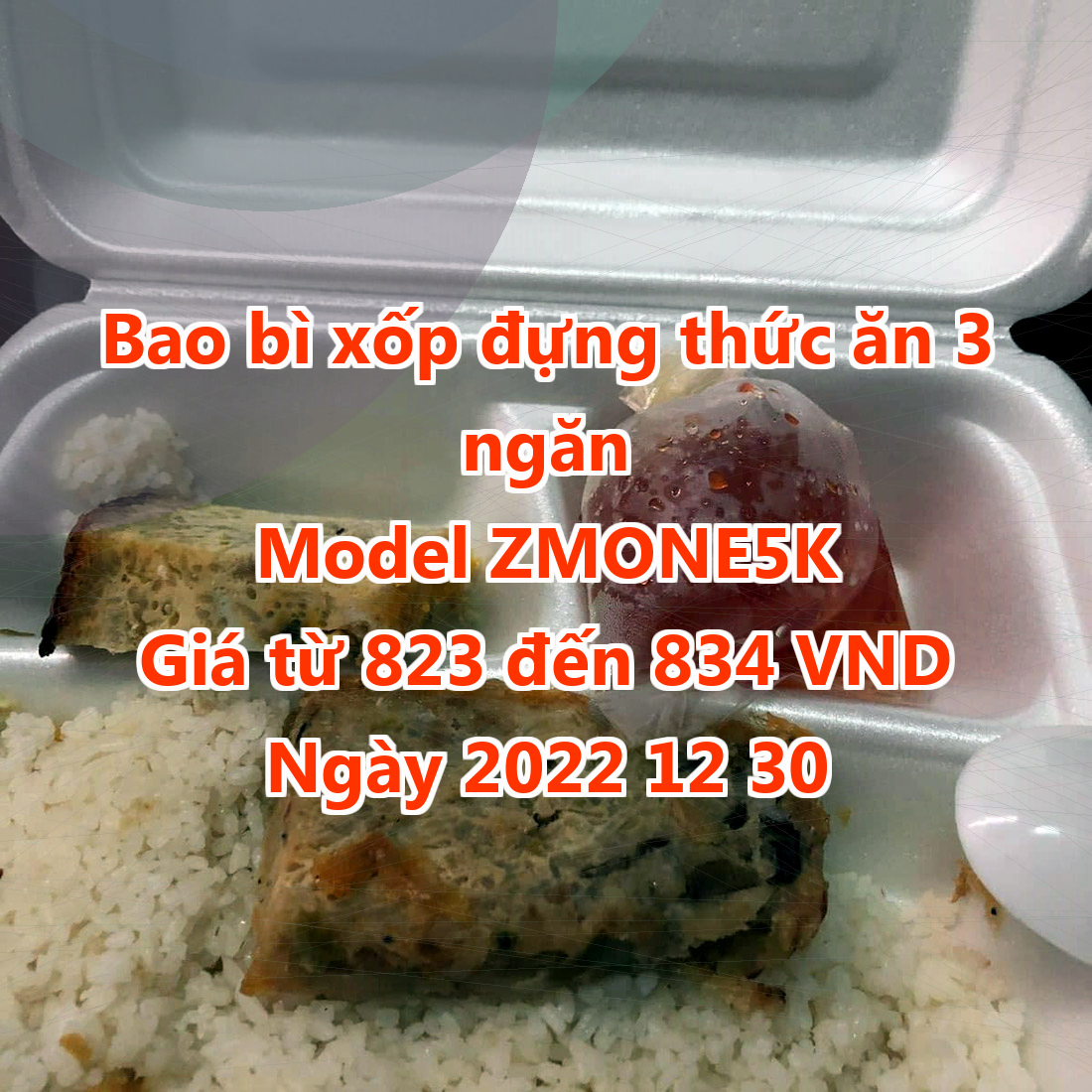 Bao bì xốp đựng thức ăn 3 ngăn - Model ZMONE5K