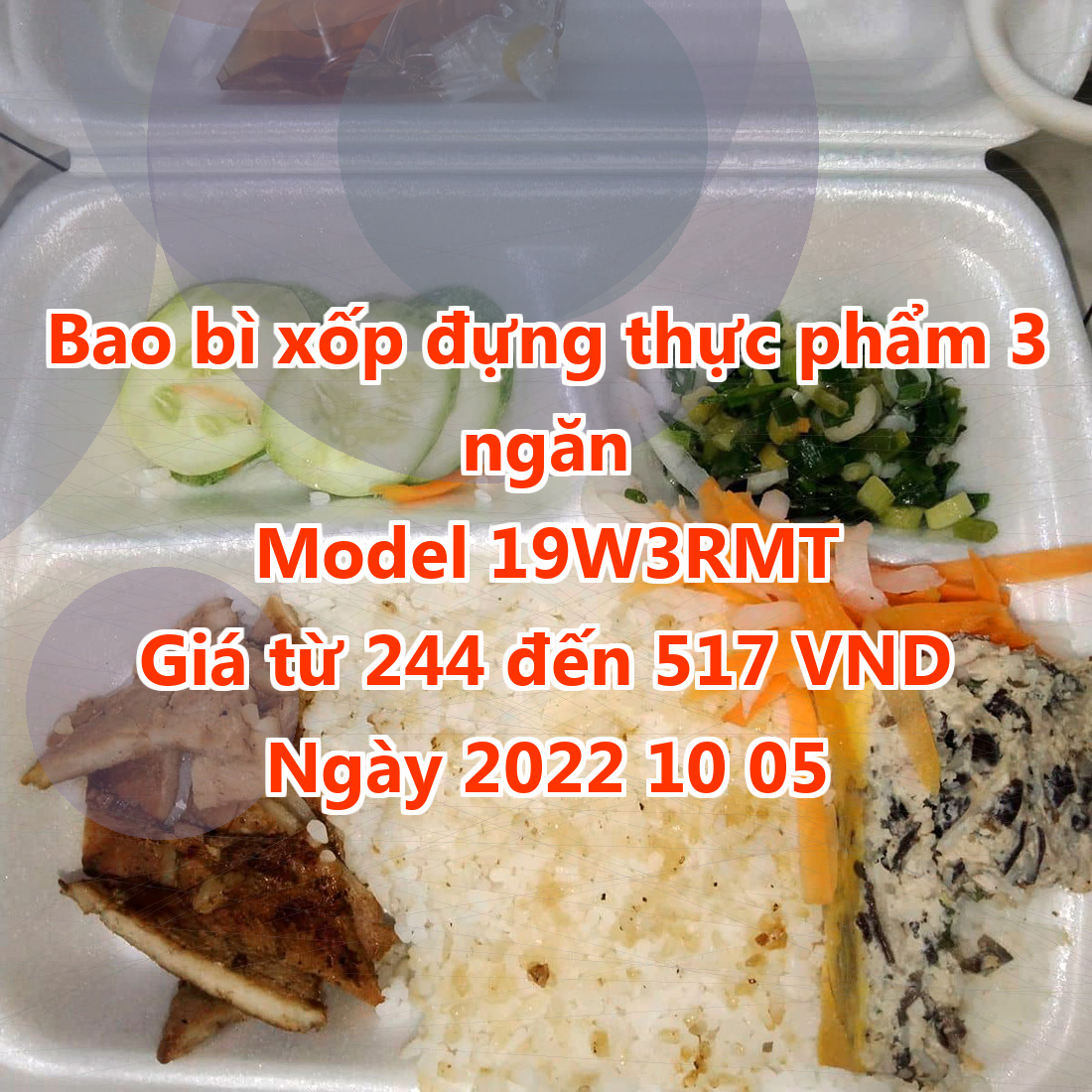 Bao bì xốp đựng thực phẩm 3 ngăn - Model 19W3RMT