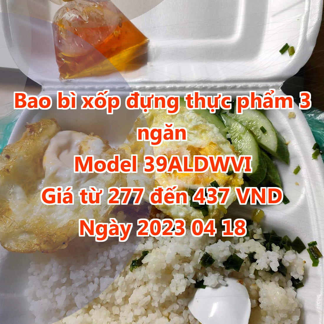 Bao bì xốp đựng thực phẩm 3 ngăn - Model 39ALDWVI