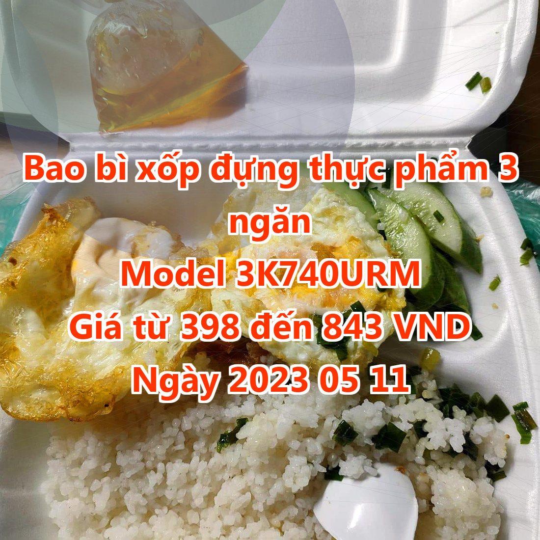 Bao bì xốp đựng thực phẩm 3 ngăn - Model 3K740URM - Giá 398 VND