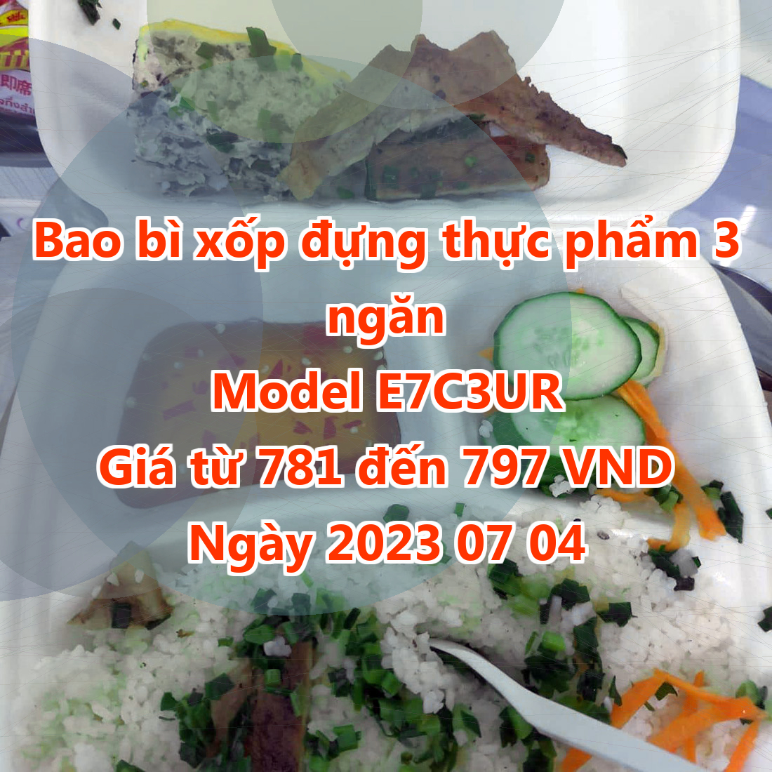 Bao bì xốp đựng thực phẩm 3 ngăn - Model E7C3UR