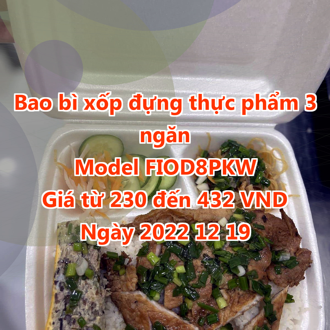 Bao bì xốp đựng thực phẩm 3 ngăn - Model FIOD8PKW - Màu Medium Spring Green