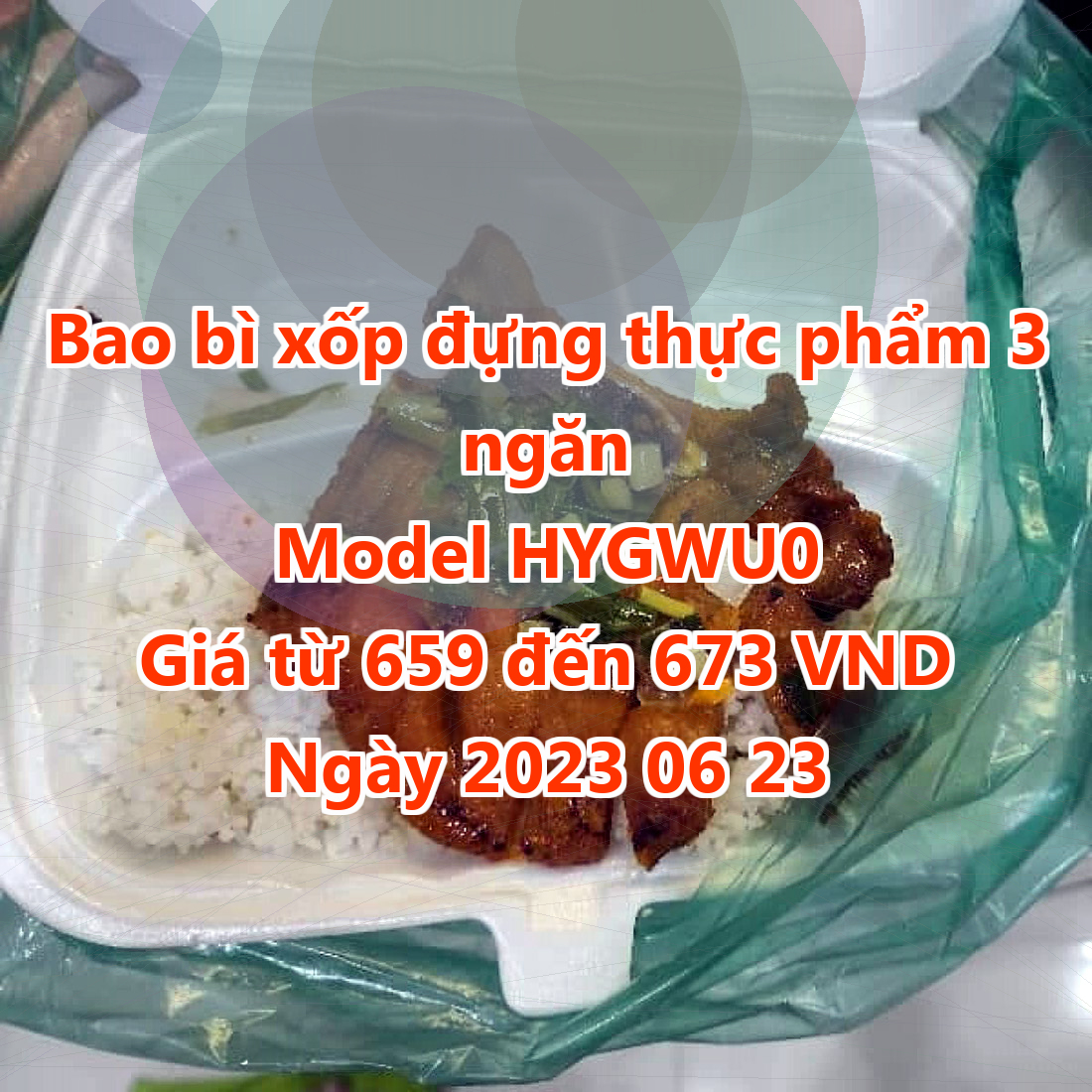 Bao bì xốp đựng thực phẩm 3 ngăn - Model HYGWU0