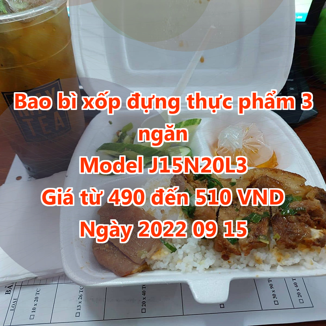 Bao bì xốp đựng thực phẩm 3 ngăn - Model J15N20L3 - Màu Blue