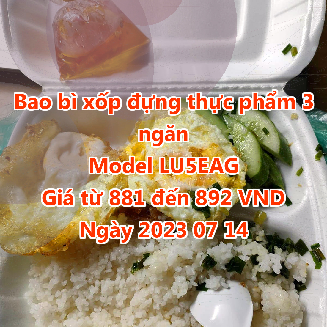 Bao bì xốp đựng thực phẩm 3 ngăn - Model LU5EAG