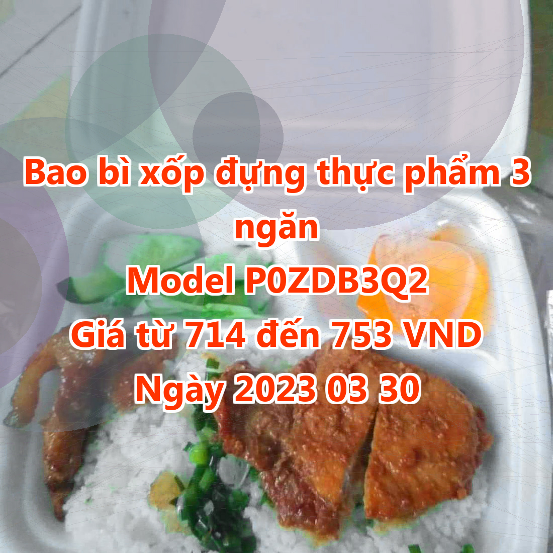 Bao bì xốp đựng thực phẩm 3 ngăn - Model P0ZDB3Q2