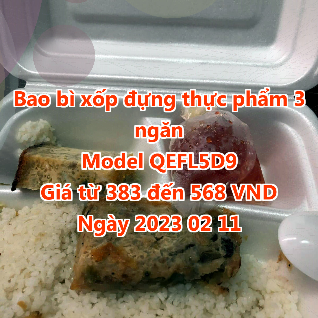 Bao bì xốp đựng thực phẩm 3 ngăn - Model QEFL5D9