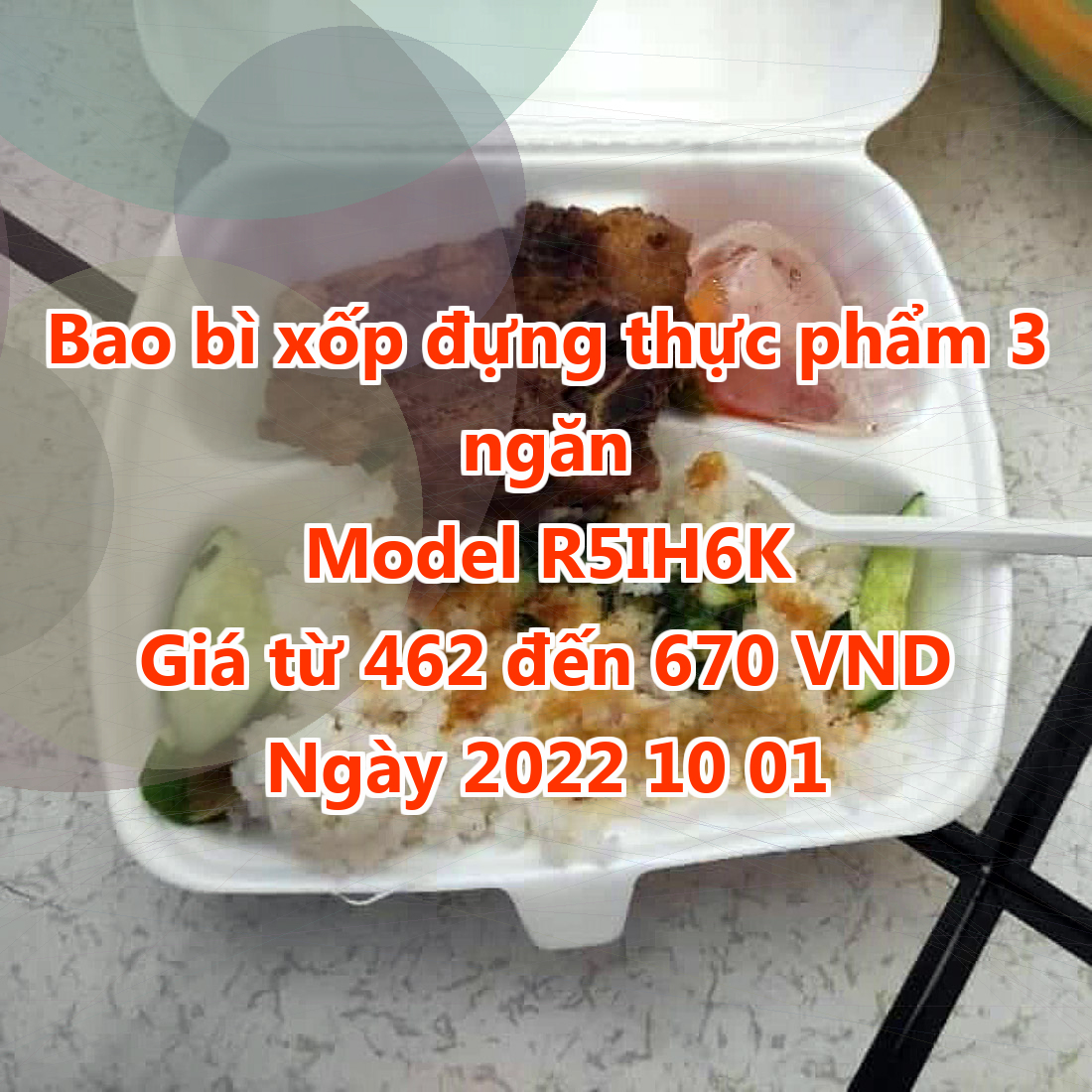 Bao bì xốp đựng thực phẩm 3 ngăn - Model R5IH6K