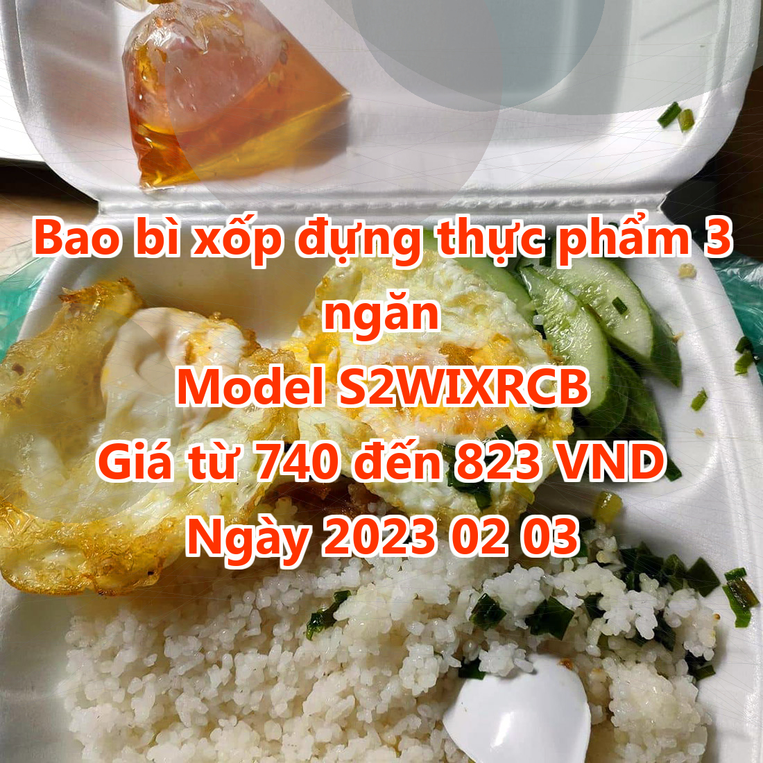 Bao bì xốp đựng thực phẩm 3 ngăn - Model S2WIXRCB