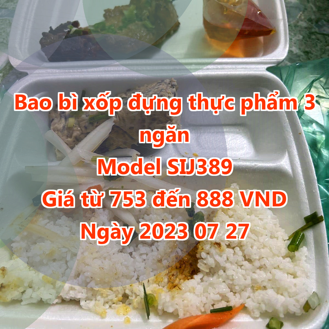 Bao bì xốp đựng thực phẩm 3 ngăn - Model SIJ389 - Màu Purple