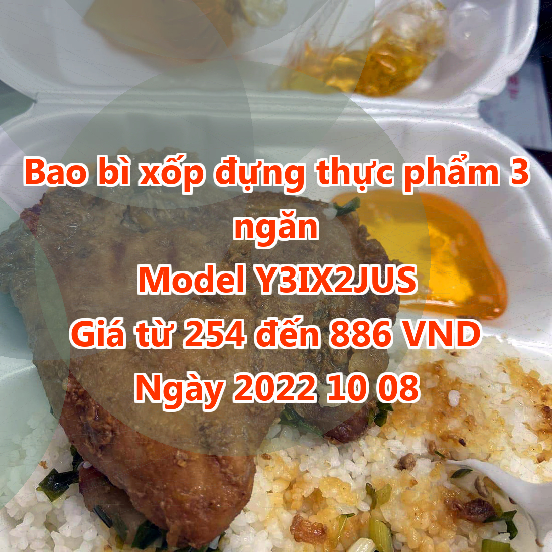 Bao bì xốp đựng thực phẩm 3 ngăn - Model Y3IX2JUS - Màu Beige