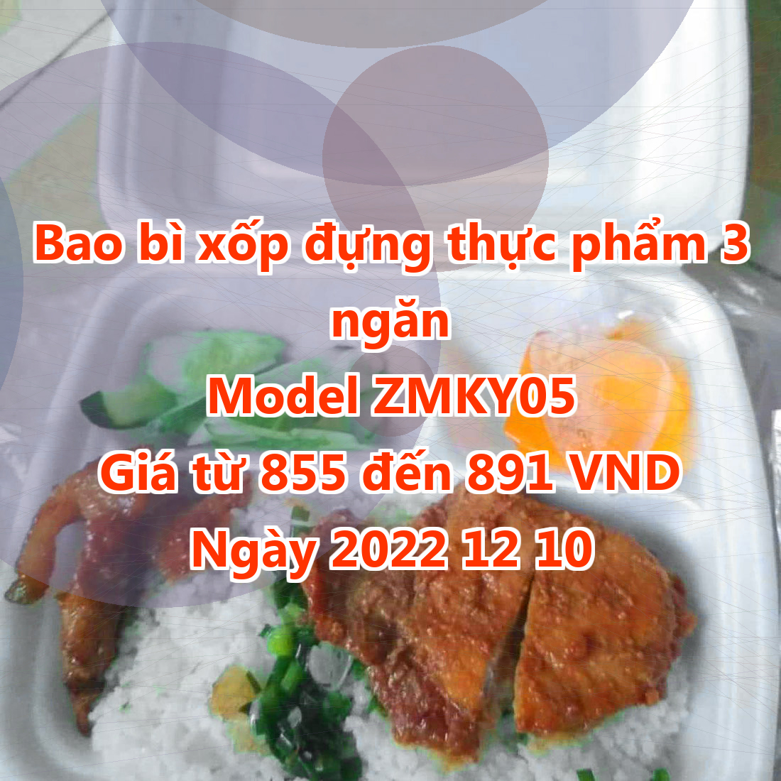 Bao bì xốp đựng thực phẩm 3 ngăn - Model ZMKY05