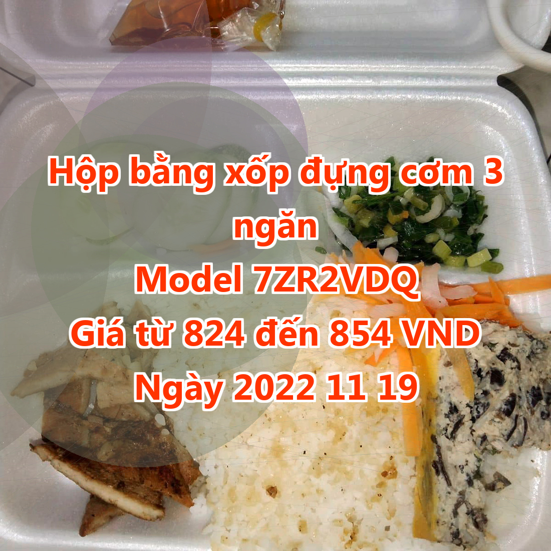 Hộp bằng xốp đựng cơm 3 ngăn - Model 7ZR2VDQ - Màu Grey