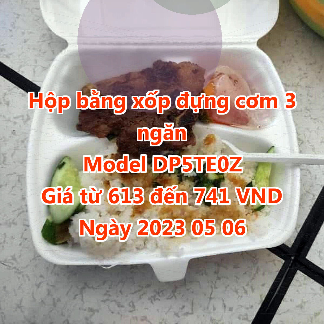 Hộp bằng xốp đựng cơm 3 ngăn - Model DP5TE0Z