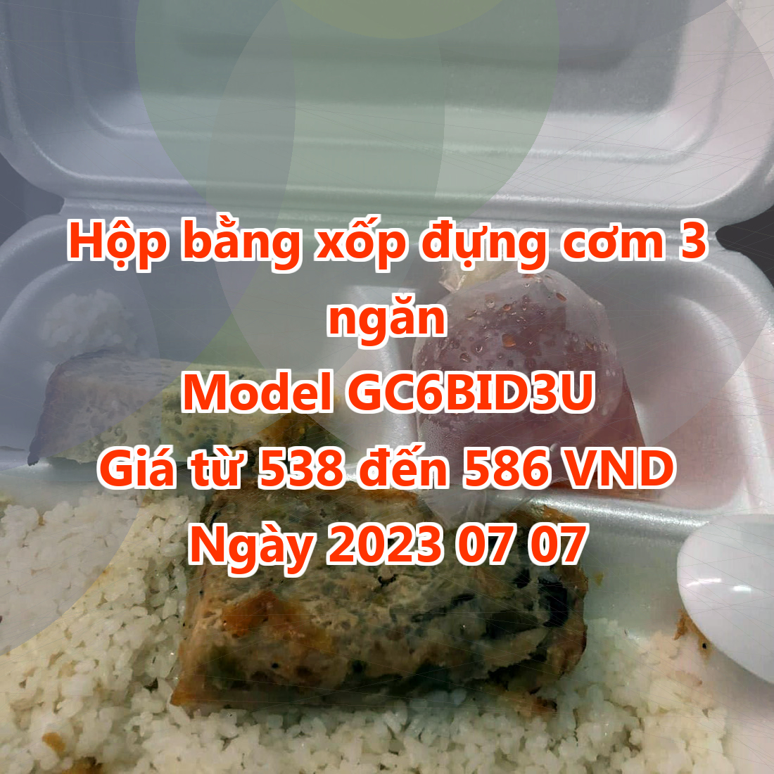 Hộp bằng xốp đựng cơm 3 ngăn - Model GC6BID3U