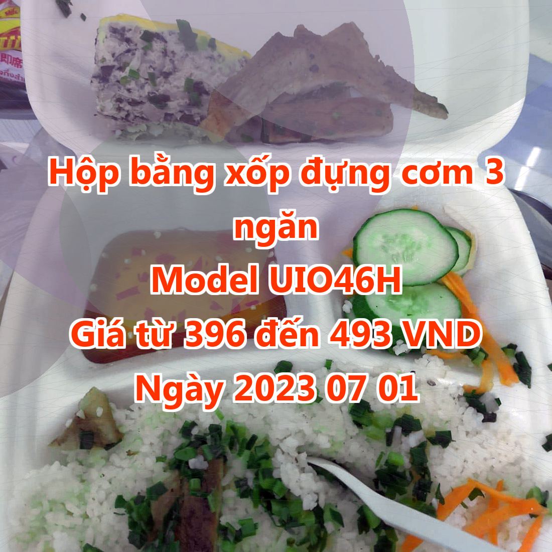 Hộp bằng xốp đựng cơm 3 ngăn - Model UIO46H