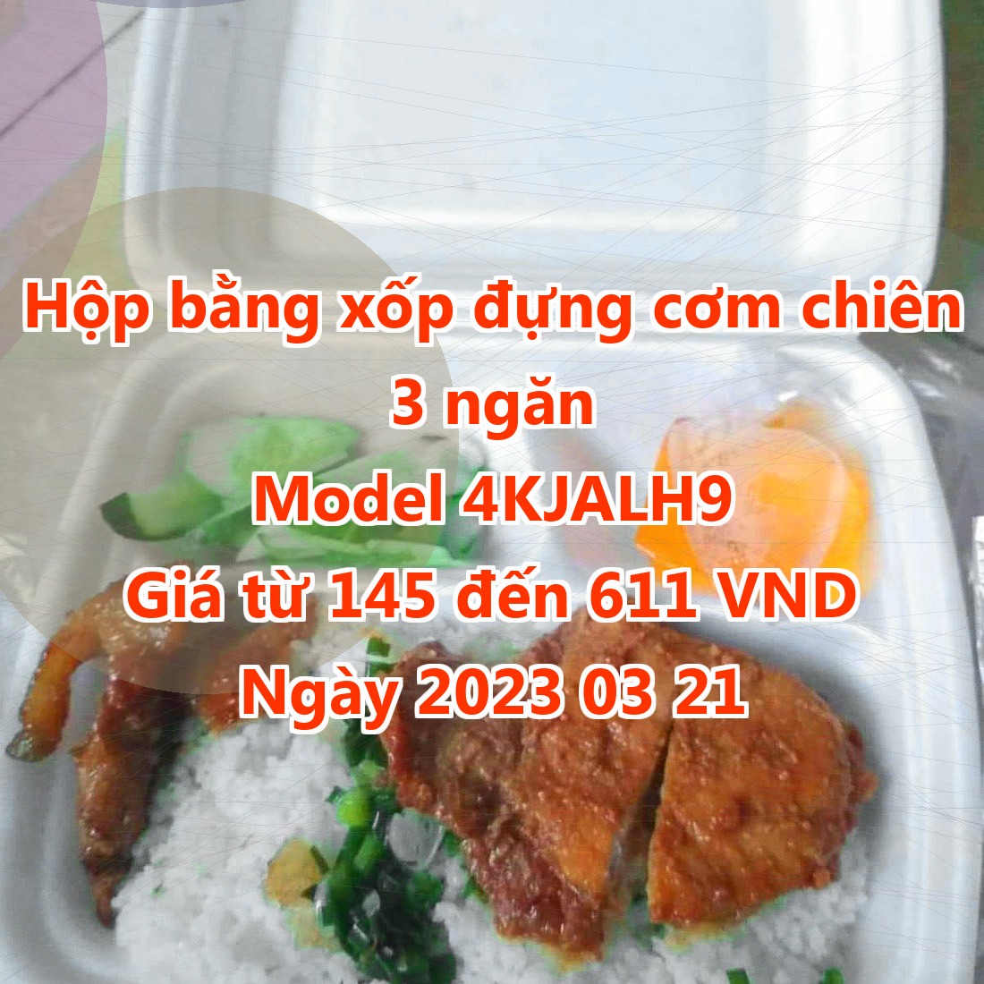 Hộp bằng xốp đựng cơm chiên 3 ngăn - Model 4KJALH9