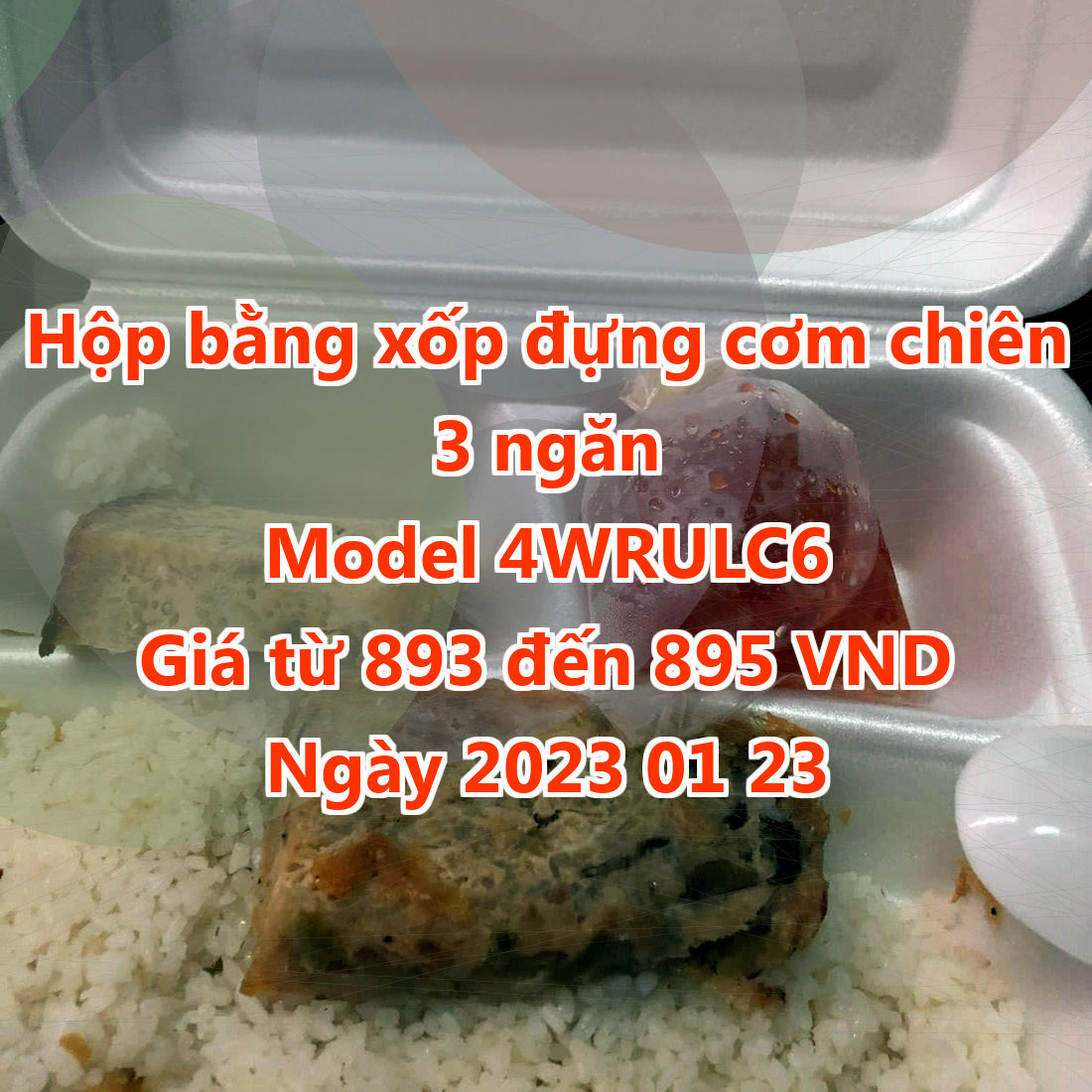 Hộp bằng xốp đựng cơm chiên 3 ngăn - Model 4WRULC6 - Giá 893 đồng