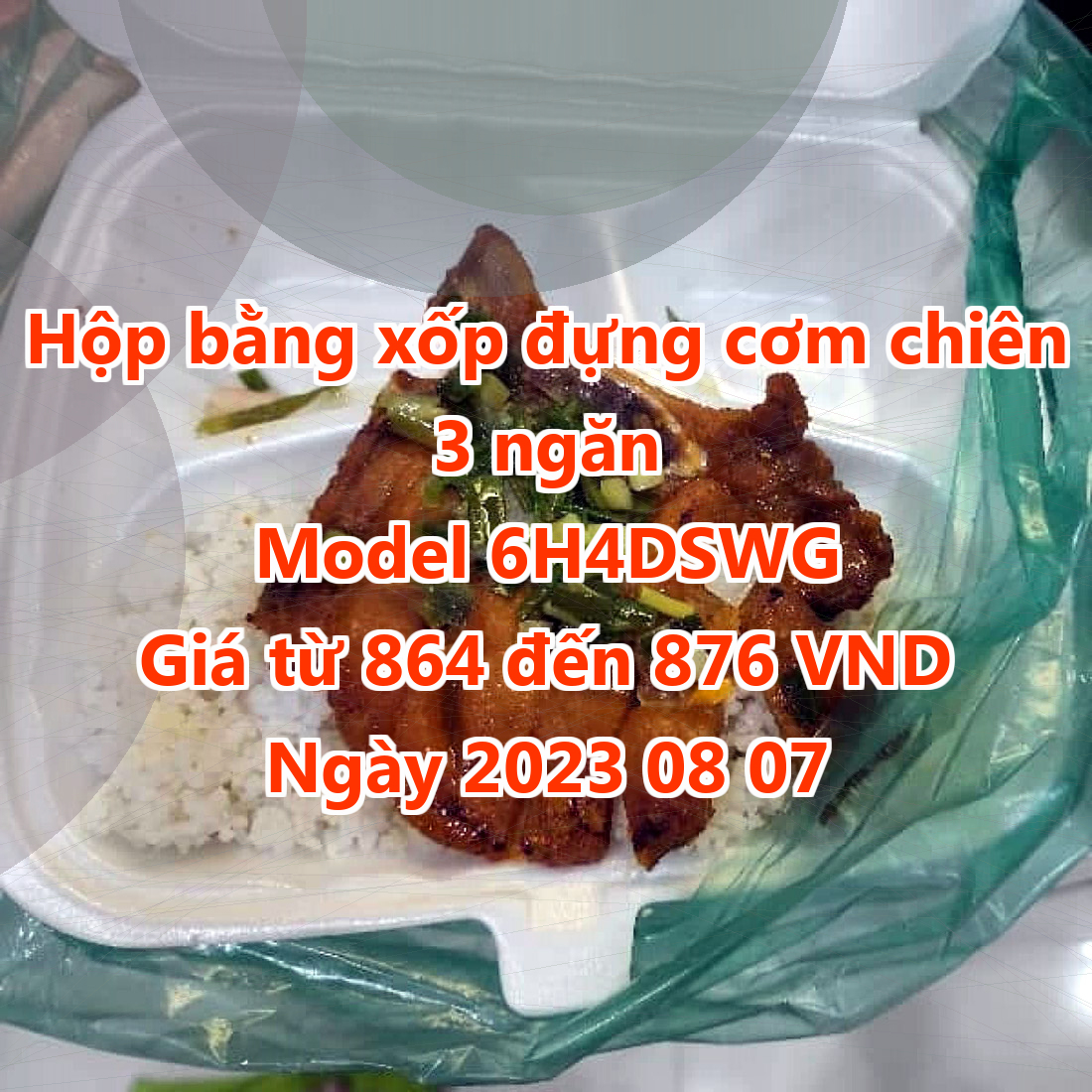 Hộp bằng xốp đựng cơm chiên 3 ngăn - Model 6H4DSWG