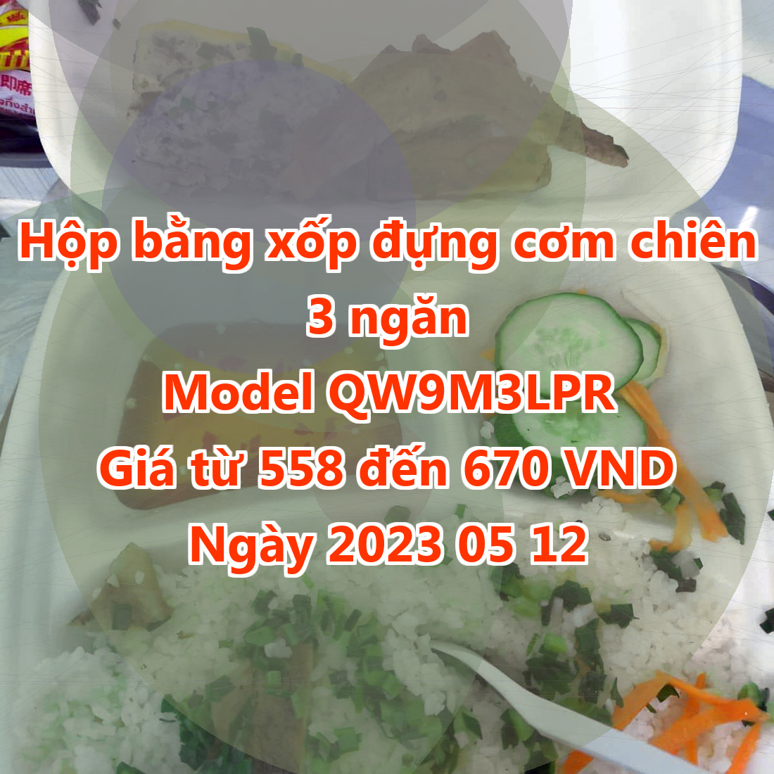 Hộp bằng xốp đựng cơm chiên 3 ngăn - Model QW9M3LPR - Màu Lemon Chiffon