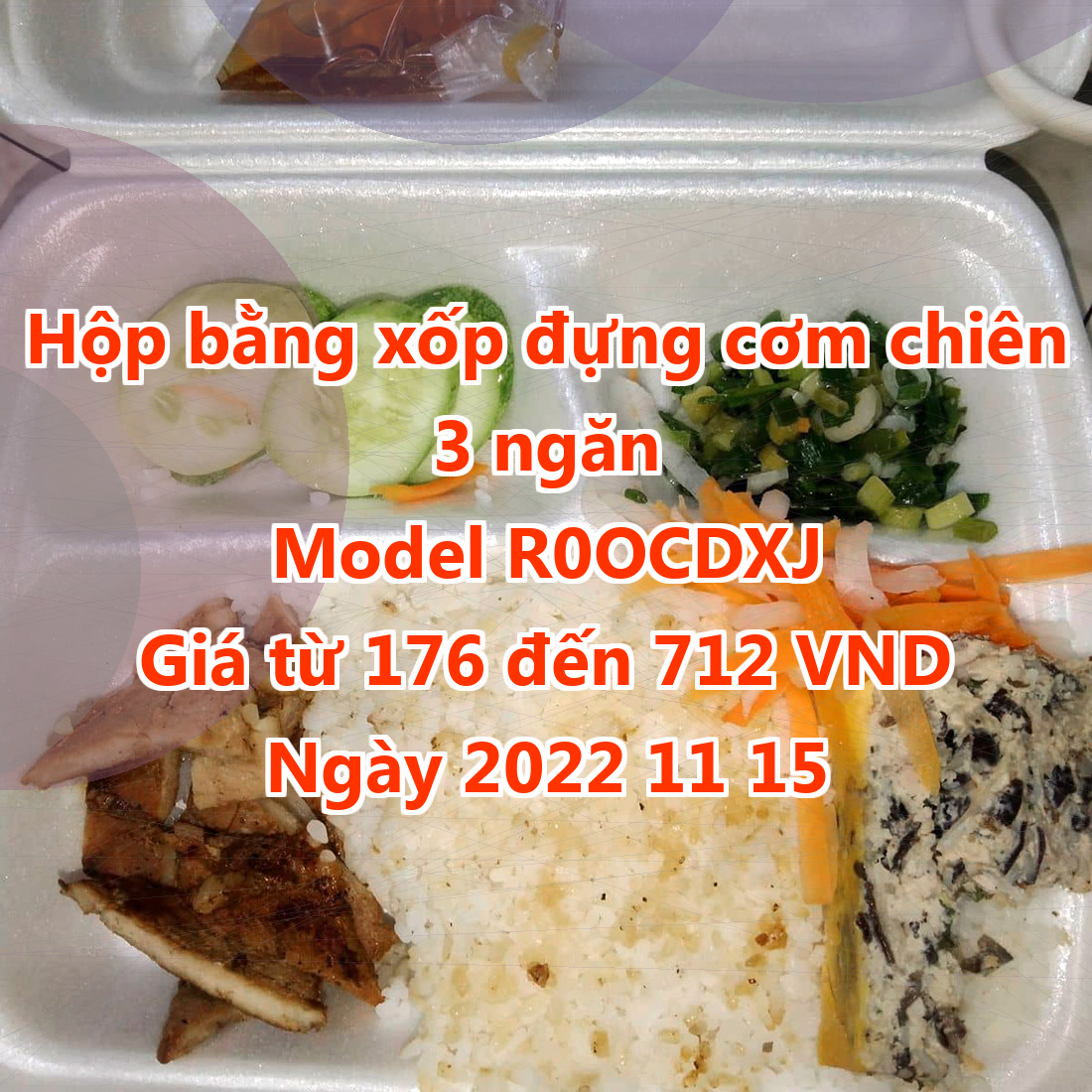 Hộp bằng xốp đựng cơm chiên 3 ngăn - Model R0OCDXJ - Màu Ivory