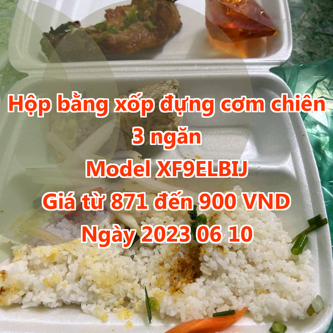 Hộp bằng xốp đựng cơm chiên 3 ngăn - Model XF9ELBIJ