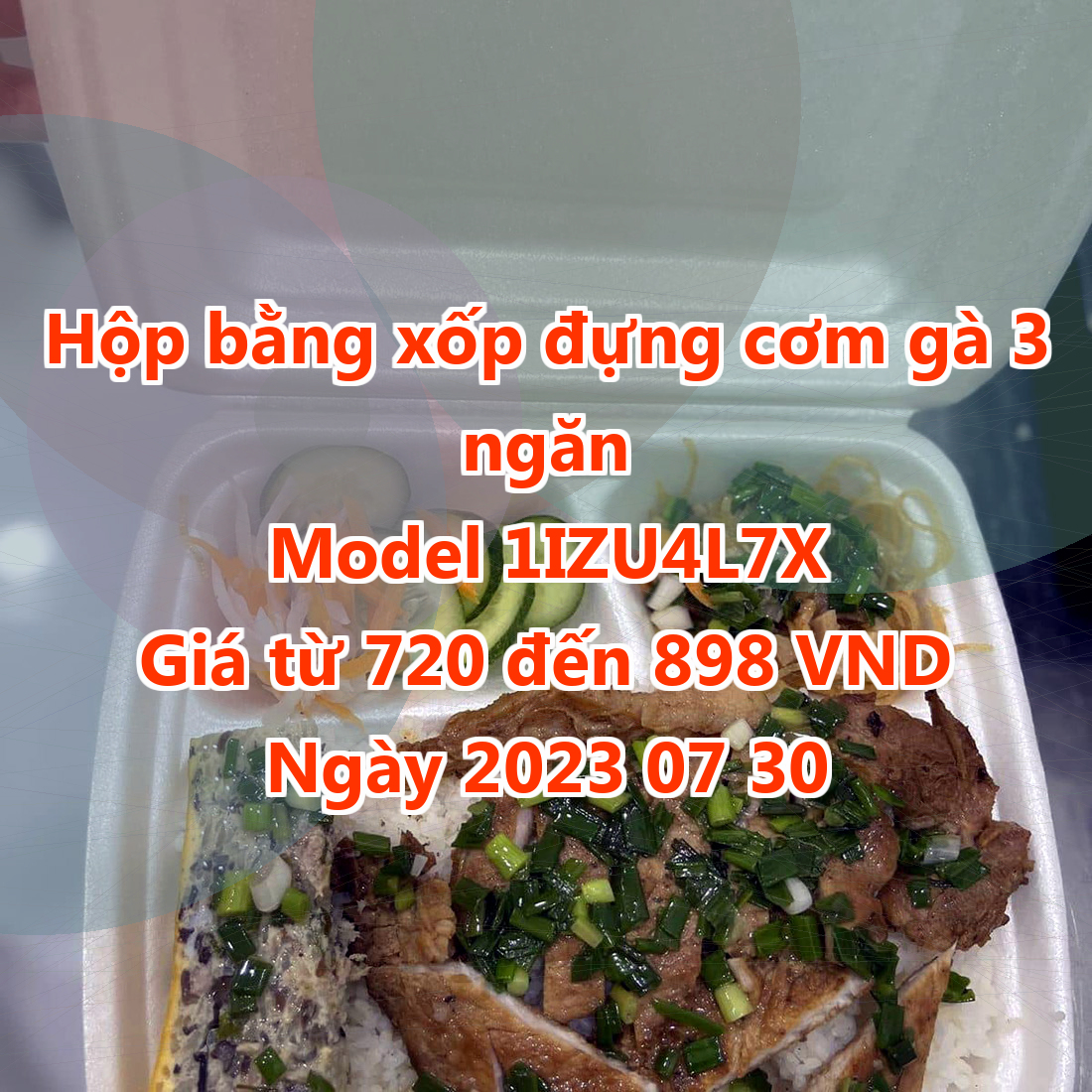 Hộp bằng xốp đựng cơm gà 3 ngăn - Model 1IZU4L7X